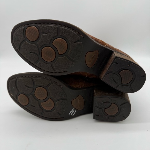 Born Poly Brown Suede Leather Tall Dual Zip Boots Size 7 M - Picture 9 of 14